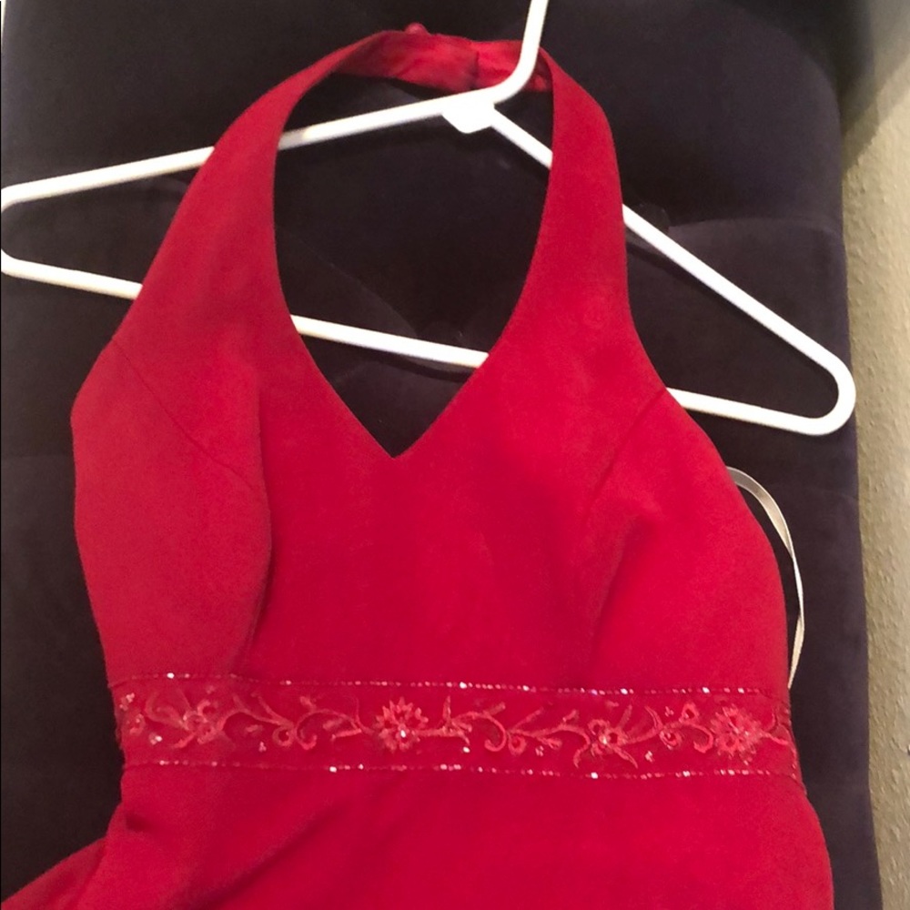 Long Red halter dress